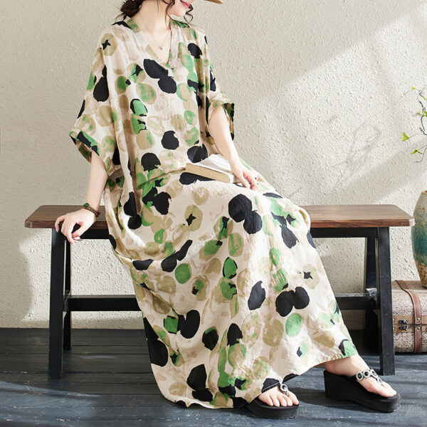 Ethnic Style V-neck Printed Striped Dress Women - Image 6
