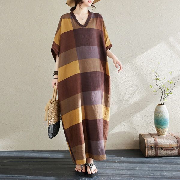 Ethnic Style V-neck Printed Striped Dress Women - Image 8